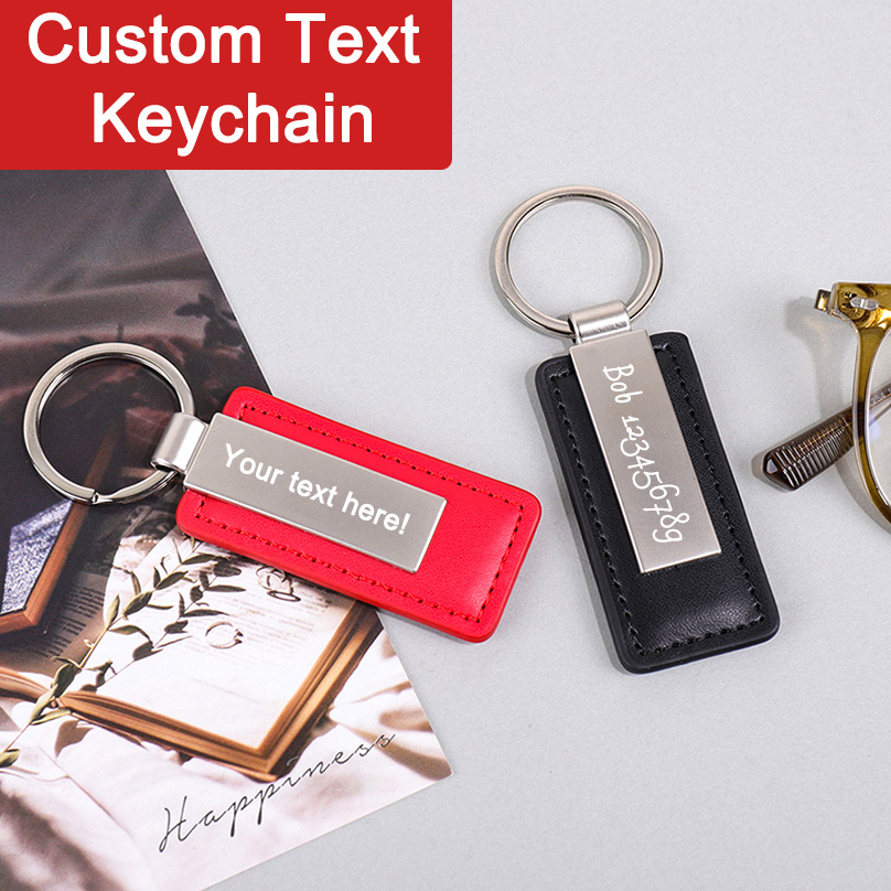 Personalized Engraved Gift - พวงกุญแจหนัง PU สลักชื่อตามสั่ง ของขวัญ พวงกุญแจข้อความแบบกำหนดเอง สลักเลเซอร์