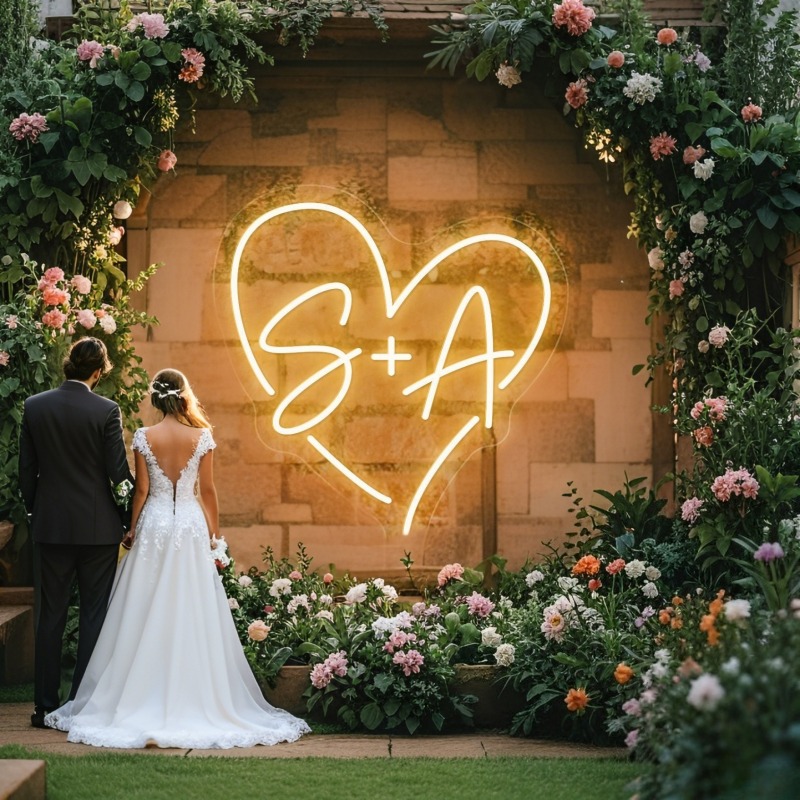 Personalized Engraved Gift - CUSTOM Initials หัวใจ LED Neon Sign,