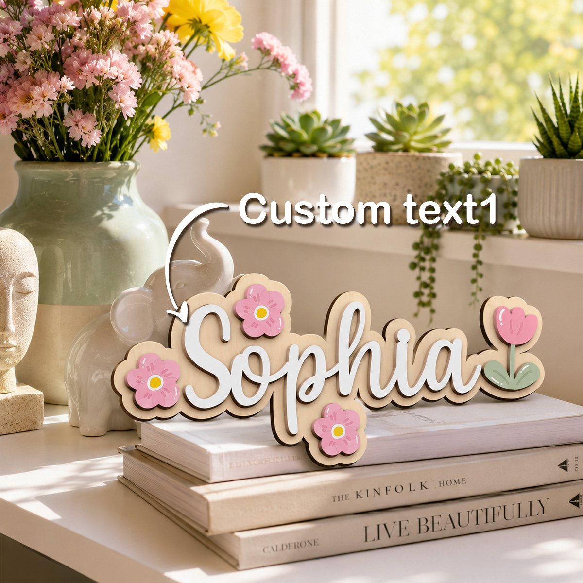 ป้ายชื่อไม้สองชั้นหลากสี 1 ชิ้ - Personalized Engraved Gift บทวิจารณ์และราคา